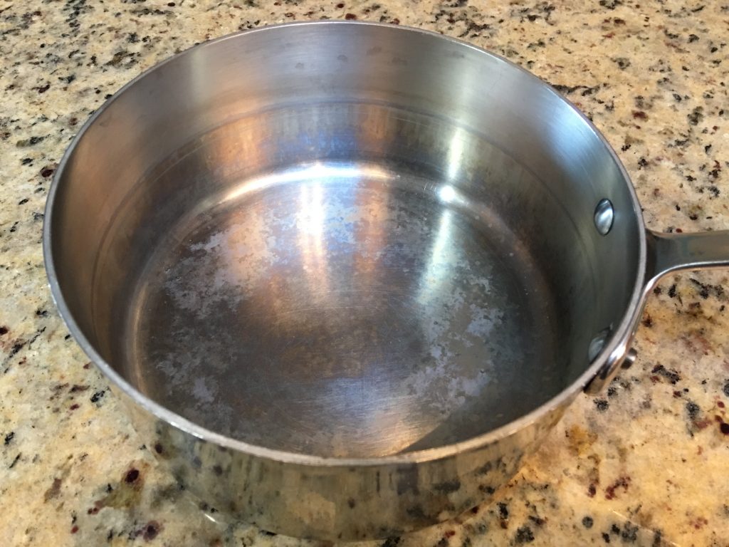 discolored stainless steel pan