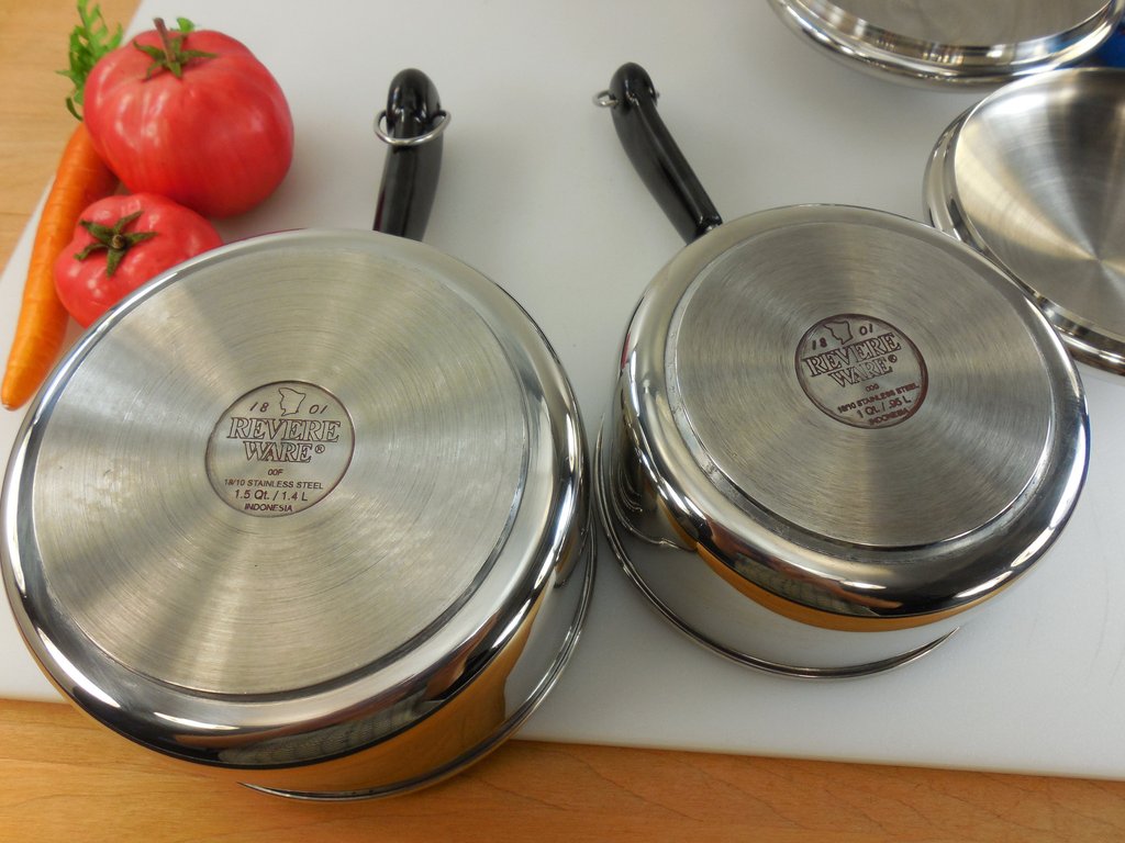 Yesterday I found two copper bottom pans with lids by Revere Ware
