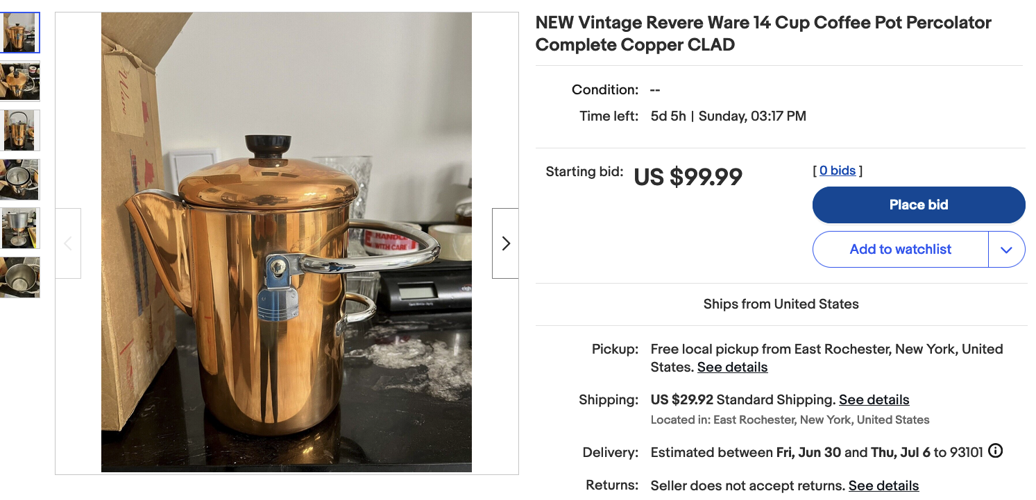 Revere Ware Vintage Percolator - Revere Ware Parts