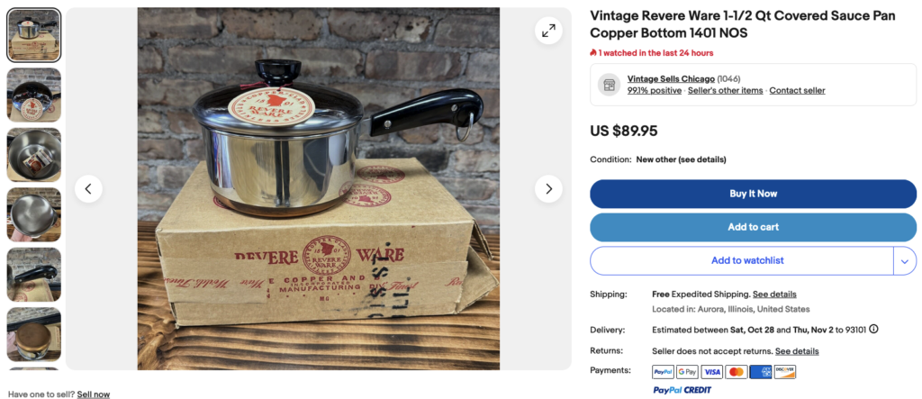 Vintage 1949 REVERE WARE Pressure Cooker Pots Pans Copper Cookware